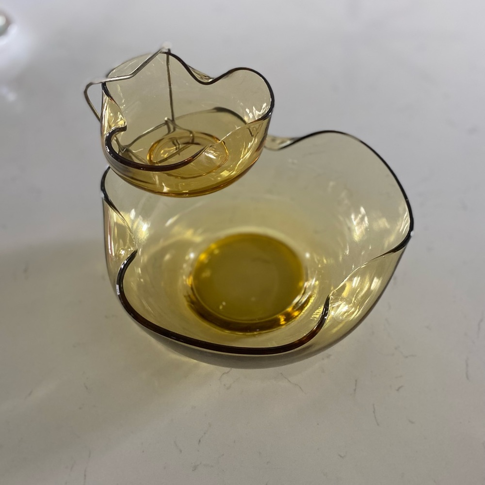 Vintage Amber Chip & Dip Bowl Set 1980’s 🌿 - Picture 3 of 8